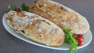 NoKnead Mediterranean Olive Bread Easy No Mixer No Yeast Proofing [upl. by Ysabel]