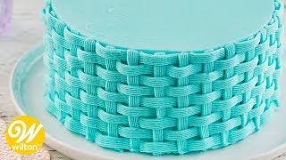 How to Pipe a Buttercream Basketweave Cake Design  Wilton [upl. by Eaned]