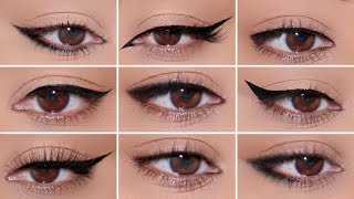 How To 9 Different Eyeliner Styles on HOODED EYES  Easy Beginner Friendly Tutorial [upl. by Ormsby611]