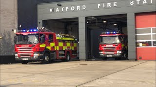 Hertfordshire Fire And Rescue  Watford Fire Station Double Pump Turnout To Fire [upl. by Aisena]