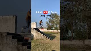 1 Stair VS 16 Stairs😨Long Jump jump parkour stairs [upl. by Neumark]