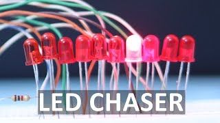 LED Chaser Circuit Using 4017 and 555 IC Breadboard Tutorial  Electronics [upl. by Ava]