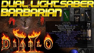 DUEL LIGHTSABER Barbarian BUILD Diablo 2 Resurrected [upl. by Schnell237]