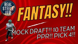 Fantasy Football Mock Draft 10 Team PPR Pick 4 ESPN [upl. by Faunie]