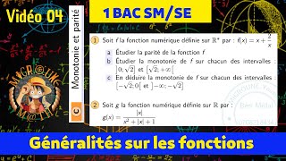 Monotonie et parité — Fonctions — Généralités sur les fonctions — 1 BAC SMSE [upl. by Misha]