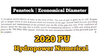 Economical Diameter  Penstock  2020  Hydropower [upl. by Eijneb]