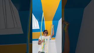 Maskin tayip celing desigin 🏡3dwallpaintingdesign wallart dance [upl. by Jarred126]