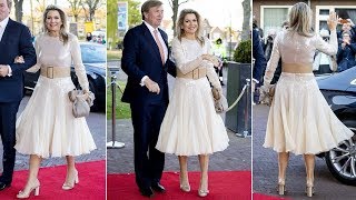 Queen Maxima Wears a Silver Bespoke Dress by Claes Iversen 2019 for Kings Day Concert in Amersfoort [upl. by Damle]