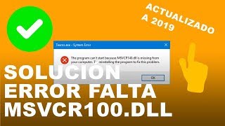 ✅ SOLUCIÓN Falta MSVCR100dll en el equipo en Windows 10 7 y 8 FUNCIONA 100  2019 [upl. by Hanako]