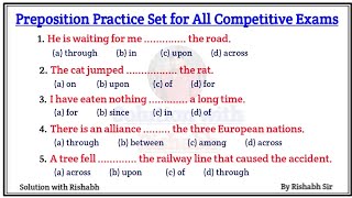 Preposition objective questions Practice set  Preposition exercise in English grammar  Preposition [upl. by Dunstan]