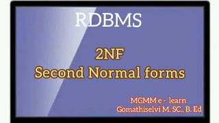 Second Normal Form 2NF in Normalization tamil [upl. by Gulick]