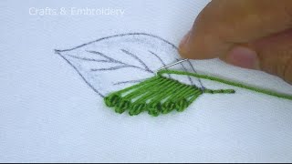 🔥 Very unique leaf hand embroidery tutorial for beginners Leaf embroidery design [upl. by Asnarepse]