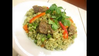 RECETA Arroz Verde Criollo  Arroz Verde con Carne  Arroz Verde Criollo con Carne [upl. by Lleret793]