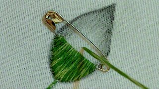 Amazing leaf hand embroidery design latest leaf hand embroidery using safety pin [upl. by Lsil]