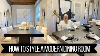 The BEST Restoration Hardware Dupe Dining Furniture amp How to Style a Modern Dining Room [upl. by Eniaral]