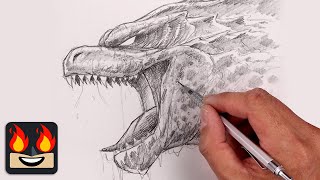 How To Draw Godzilla  Sketch Tutorial [upl. by Adnowal578]