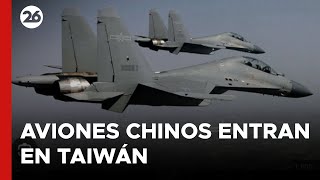 ASIA  18 aviones militares chinos cruzan la línea media del Estrecho de Taiwán [upl. by Dadelos]