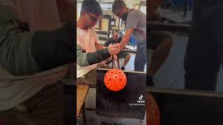 Glass Blowing Mosaic Purple Vase glassartist glassblowing glassblower [upl. by Lanaj]