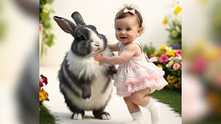 cute bunnies with cute babies fashion baby ai babygirl [upl. by Yale]