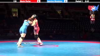 Fargo 2012 139 1st Place Match Alexis Porter New York vs Jasmine Mendoza California [upl. by Ahtera]