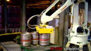 Palletizing amp Depalletizing Kegs by ICON robotics [upl. by Aldon]