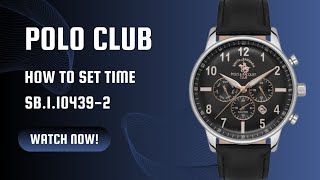 How To Set the TIME Polo Club Mens Leather Strap Watch SB1104392 timewatchdc [upl. by Ahseiym]