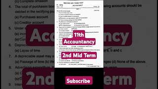 11th Accountancy 2nd Mid Term Question Paper exam [upl. by Dekeles]