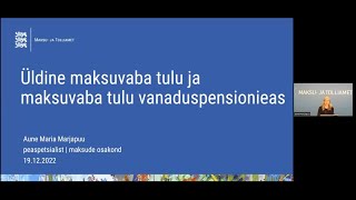 Üldine maksuvaba tulu ja maksuvaba tulu vanaduspensionieas alates 2023 aastast [upl. by Alduino]