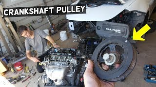 HOW TO GET CRANKSHAFT PULLEY BOLT LOOSE CRANKSHAFT PULLEY REMOVAL DODGE DART [upl. by Barb]