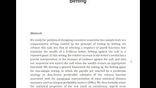 Nonparametric Two Sample Testing by Betting [upl. by Horwath]