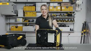 How to Change the Filter on Your Mirka® DEXOS Dust Extractor [upl. by Esadnac]