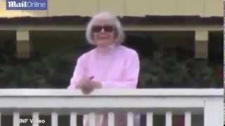 Doris Day Waving from her home in Carmel CA to fans singing her a Happy 90th Birthday [upl. by Nelhsa325]