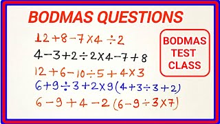 bodmas questions Test bodmas rule and questions bodmas simplification questions [upl. by Natassia]