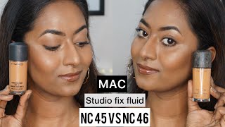 MAC Studio fix fluid foundation NC 45 vs NC 46  Which suits DUSKY skintone perfectly [upl. by Brandice]