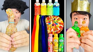 ASMR MUKBANG  GALAXY HONEY JELLY CANDY RECIPE Desserts Rainbow Food Noodles Jelly 🌈 [upl. by Eladnor]