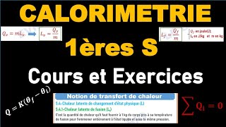 COURS ET EXERCICE SUR LA CALORIMETRIE [upl. by Noslrac]