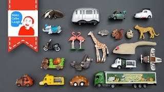 Learn A to Z animals name for kids with tomica トミカ tomy animal toys collection [upl. by Lebna880]