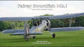 Fairey Swordfish  Shuttleworth Fly Navy Airshow 2018 [upl. by Metah229]