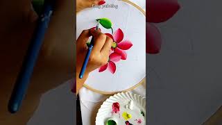 painting on cloth fabric painting acrylic painting tutorial flower painting Red flower painting [upl. by Cherye]