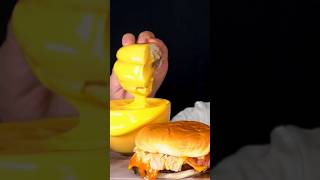 McDonalds CheeseBurger CHEDDAR Sauce ASMR MUKBANG [upl. by Wrightson]