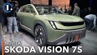 Skoda Vision 7S  DAL VIVO il SUV elettrico da 600 km col DISPLAY rotante [upl. by Kavanagh897]