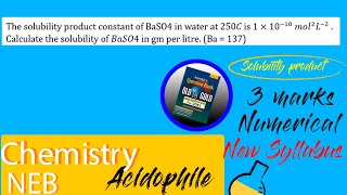 The solubility product constant of BaSO4 in water at 250𝐶 is 1×1010   Solubility Product 🔥🔥 [upl. by Mcmurry]