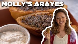 Molly Yehs Arayes MeatStuffed Pitas with Yogurty Tahini Sauce  Girl Meets Farm  Food Network [upl. by Norita]