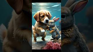 Dog rescue tinny bunny and become his friendcute ai rabbit viralshorts [upl. by Lizabeth]