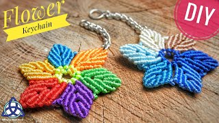 Colorful Macrame Flower Keychain amp Macrame Leaf Tutorial [upl. by Edmondo]