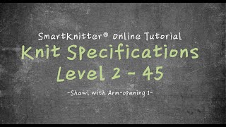 SmartKnitter  Knit Specifications Level 2  Class 45 Shawl with Armopening 1 [upl. by Nnylhtak902]