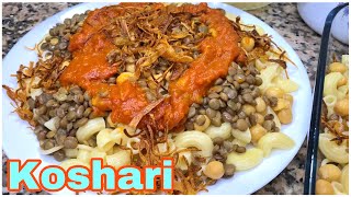 Koshari Recipe  Egyptian Popular Street Food [upl. by Rimas]