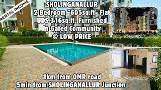 Sholinganallur 2Bedroom quot605sftquot FlatForSale UDS quot316sftquot Furnished GatedCommunity ₹389L Only [upl. by Eenaffit511]