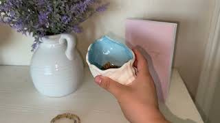 ZGRTZH Ceramic Conch Shell Jewelry Dish Tray Blue Shell Jewelry Holder Review [upl. by Zebulon]