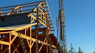 Post and Beam Barn Kit part 10 Clerestory Windows and Siding plus Upper Purlins [upl. by Yma]